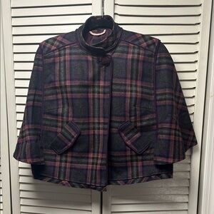 The Limited Purple Plaid Cape Jacket